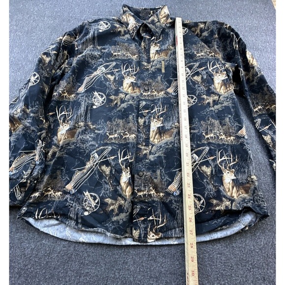 Clearwater Outfitters Shirt Mens Large Black Deer Bows Button Up Printed Hunting - Picture 4 of 11